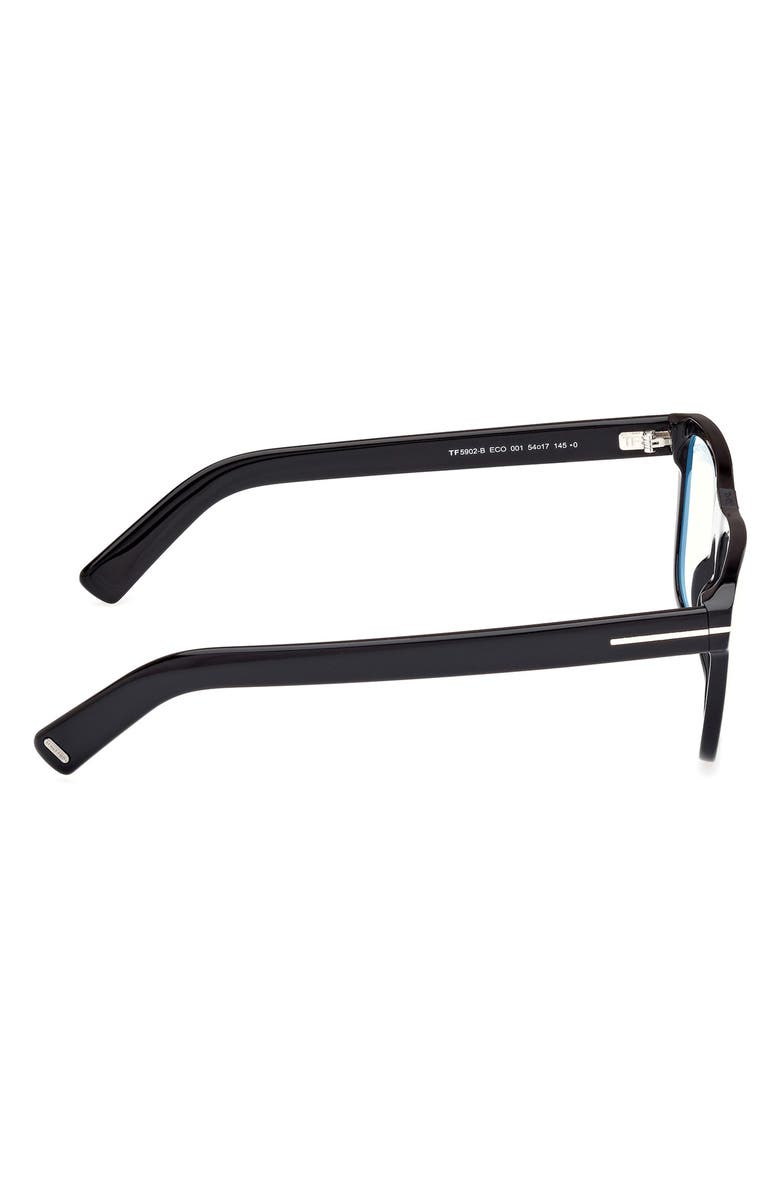 TOM FORD 54mm Square Blue Light Blocking Optical Glasses, Alternate, color, Black Eco / T Logo