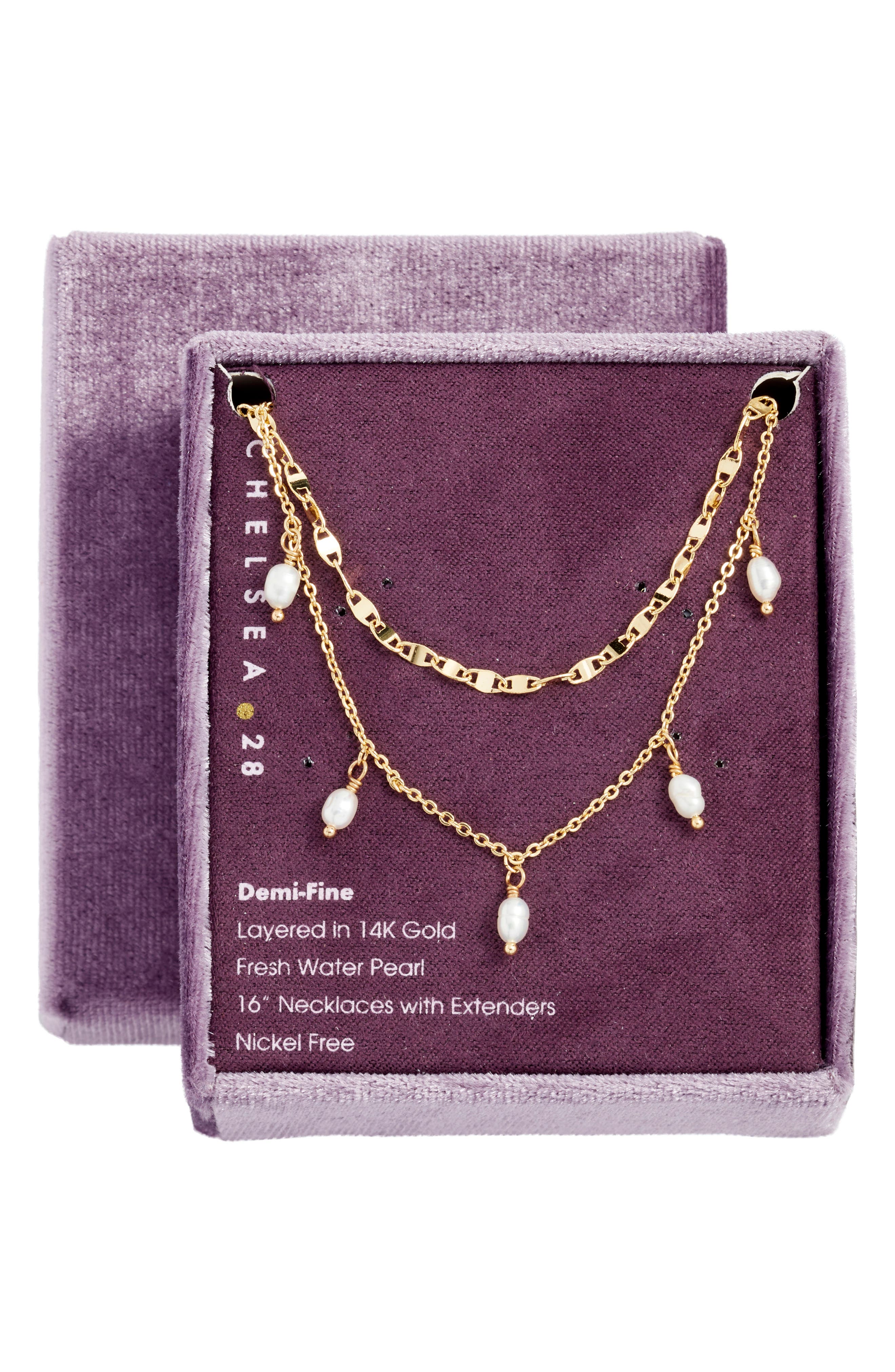 Chelsea28 Set of 2 Genuine Freshwater Pearl & Link Necklaces