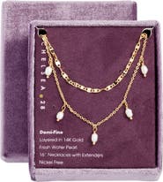 Chelsea28 Set of 2 Genuine Freshwater Pearl & Link Necklaces