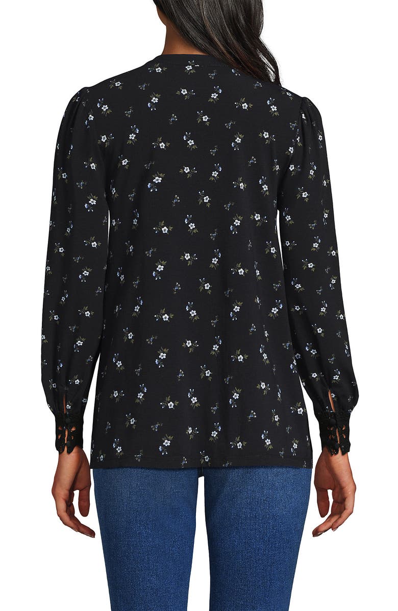 Lands
 End Lightweight Jersey Long Sleeve Button Front Pintuck Top, Alternate, color, 