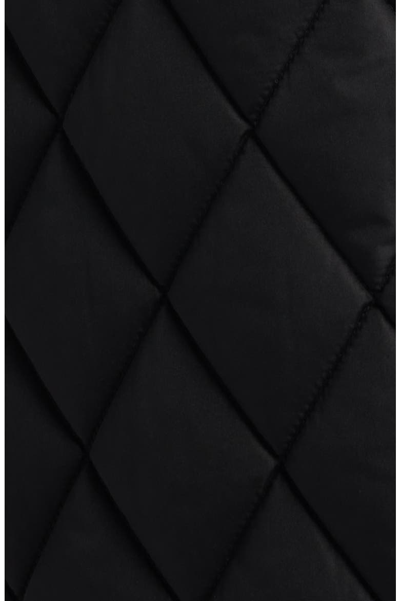 Faux Shearling Lined Quilted Hooded Coat, Alternate, color, BLACK