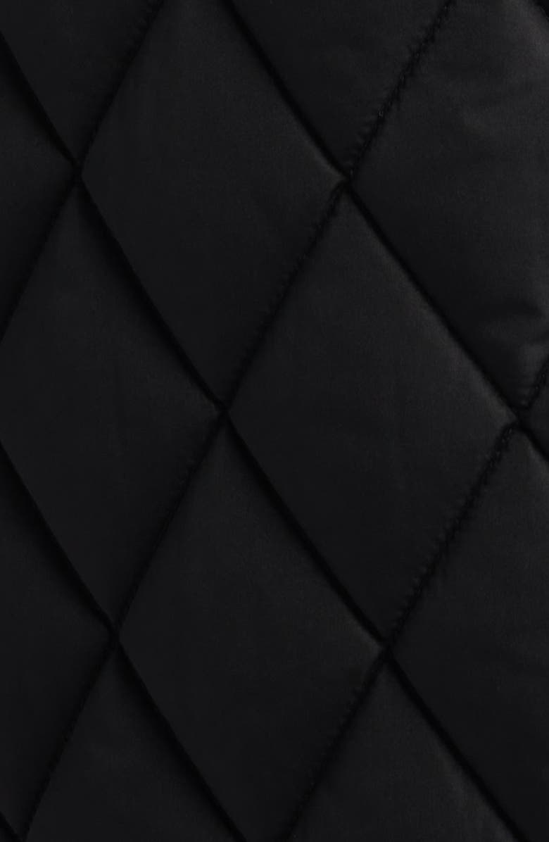 Michael Kors Faux Shearling Lined Quilted Hooded Coat, Alternate, color, Black