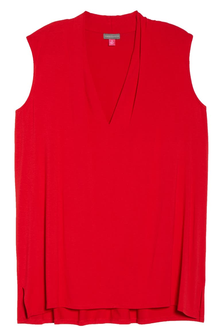 Sleeveless V-Neck Knit Blouse, Alternate, color, RADIANT RE