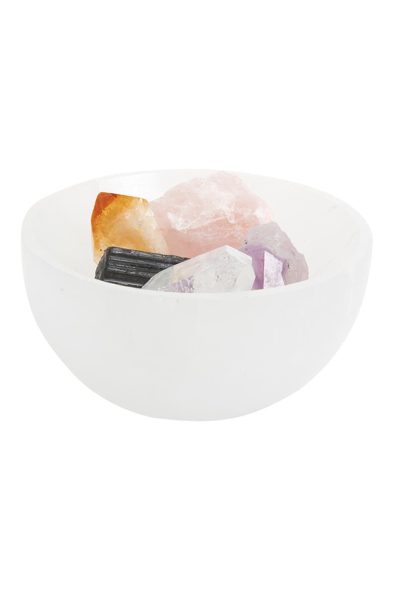 Medium Polished Selenite Charging Crystal Bowl, Main, color, WHITE