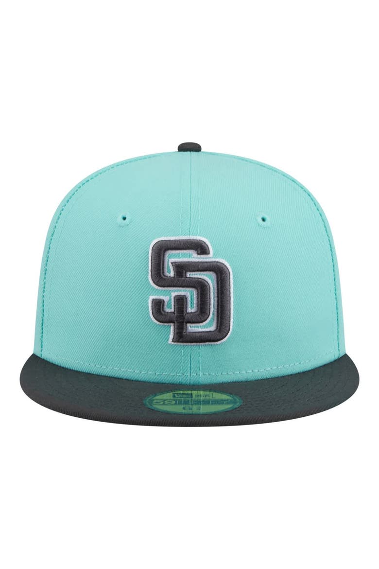 Men's New Era Turquoise/Charcoal San Diego Padres Two-Tone Color Pack 59FIFTY Fitted Hat, Alternate, color, Turquoise