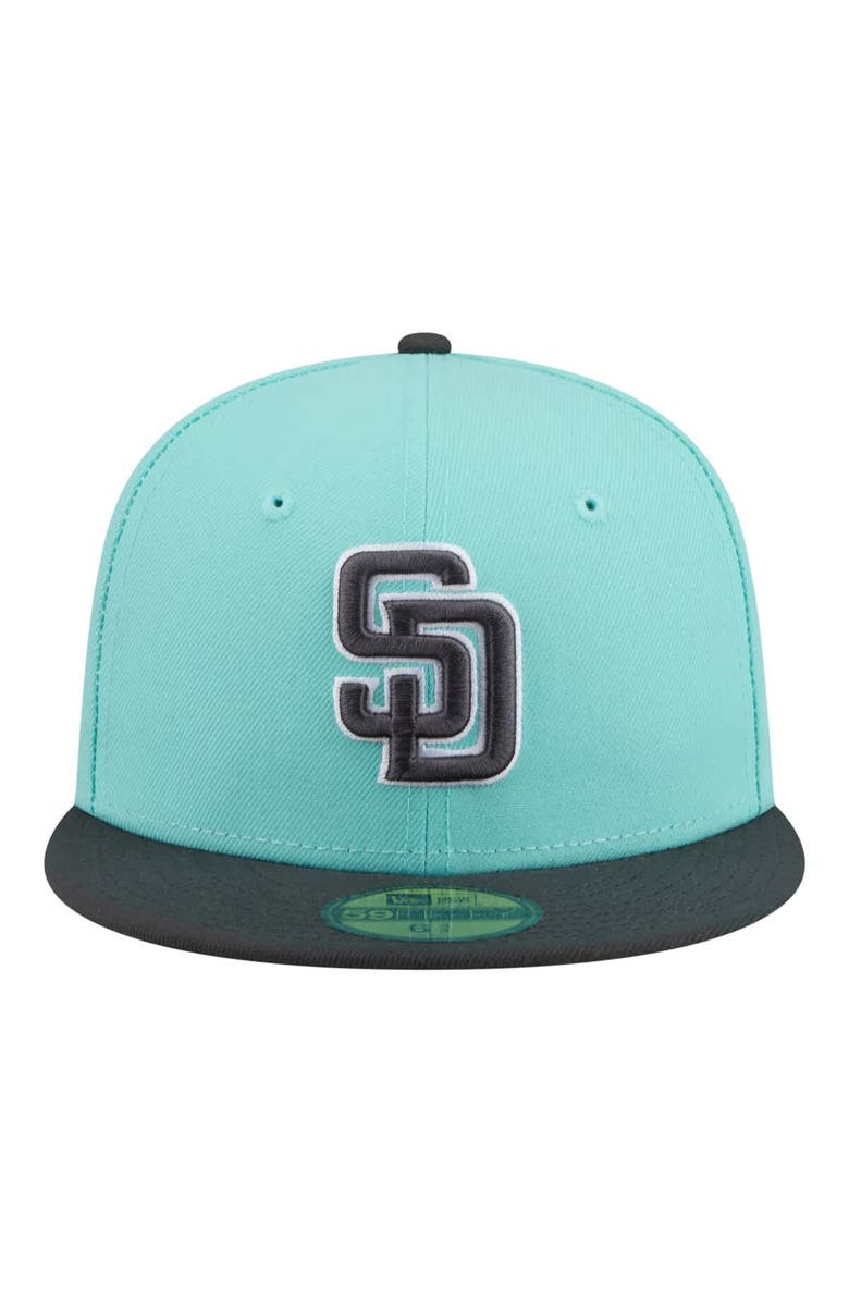 New Era Men's New Era Turquoise/Charcoal San Diego Padres Two-Tone Color Pack 59FIFTY Fitted Hat, Alternate, color, Turquoise