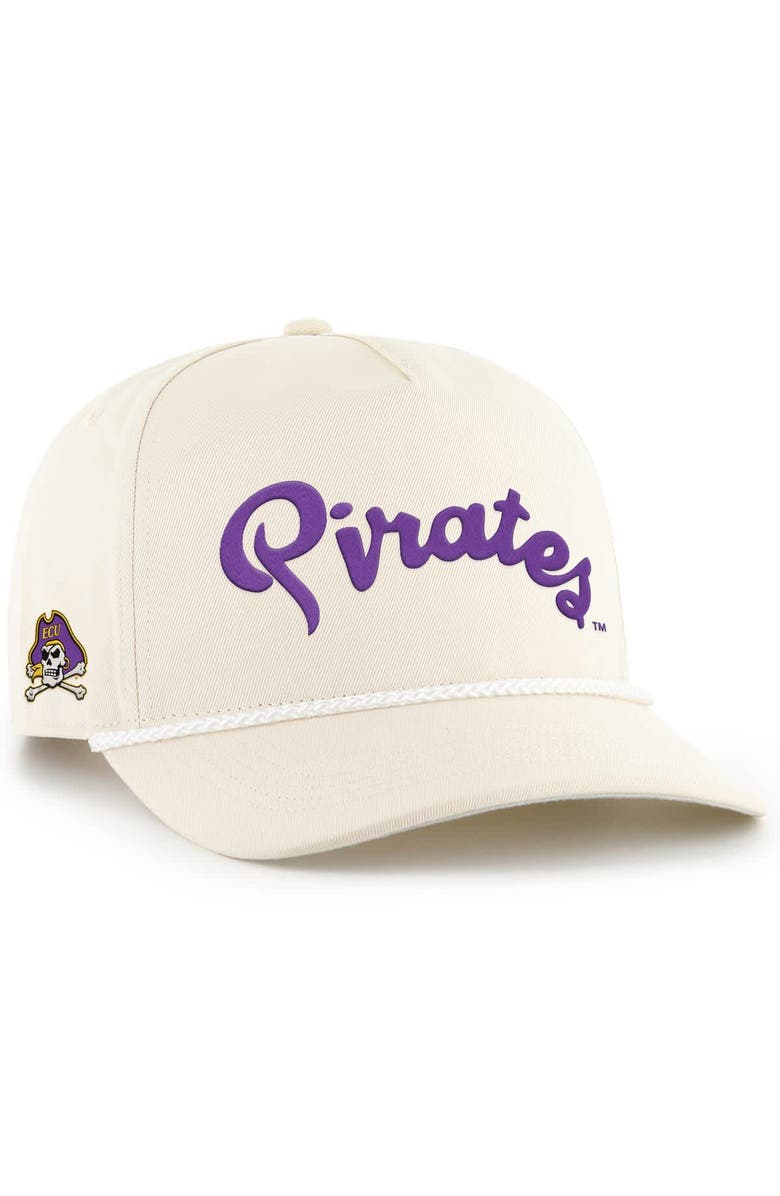 '47 Men's '47  Natural ECU Pirates Powder Purple Hitch Adjustable Hat, Main, color, Natural