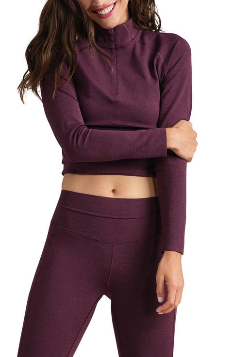 Heather Revive Crop Quarter Zip Top