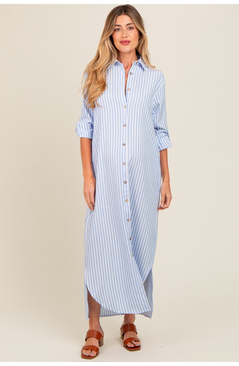 PinkBlush Striped Button Down Maxi Dress, Main, color, Light Blue