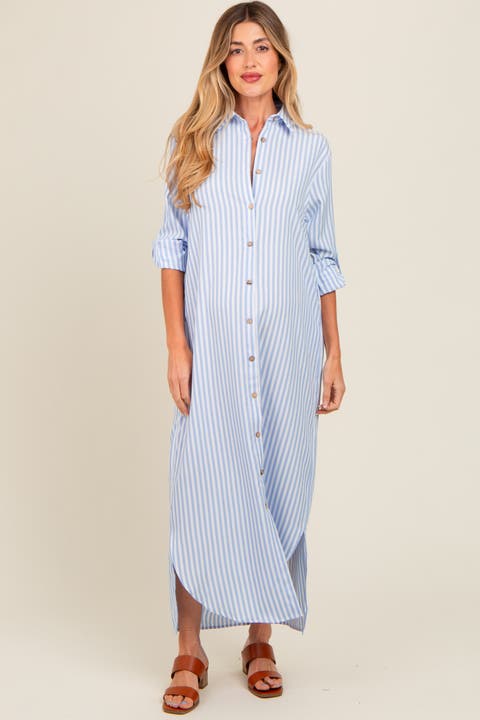 Striped Button Down Maxi Dress
