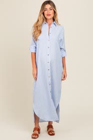 PinkBlush Striped Button Down Maxi Dress