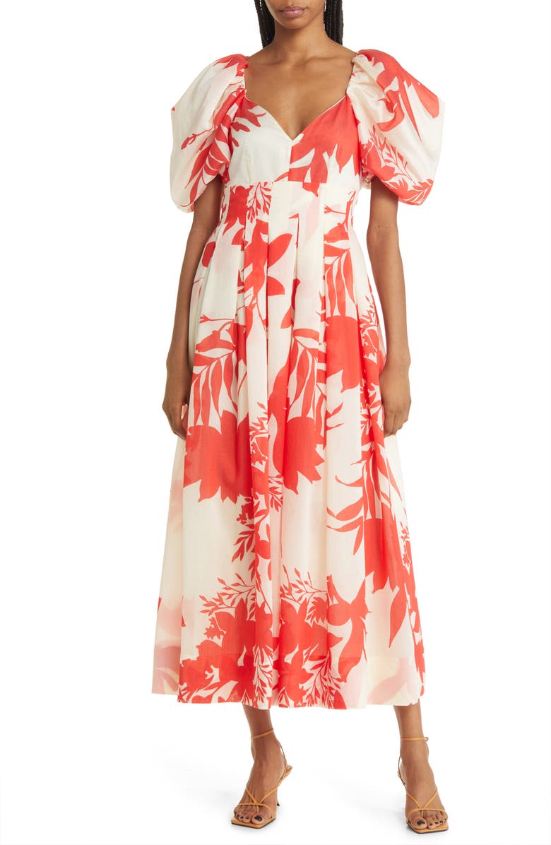 & Other Stories Floral Print Puff Sleeve Dress, Main, color, 