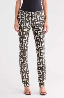 Logo Print Leather Pants