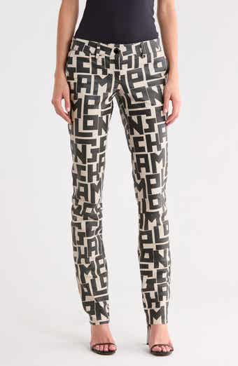 Logo Print Leather Pants