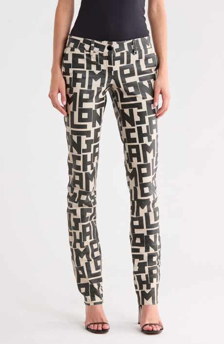 Logo Print Leather Pants