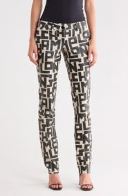 Longchamp Logo Print Leather Pants