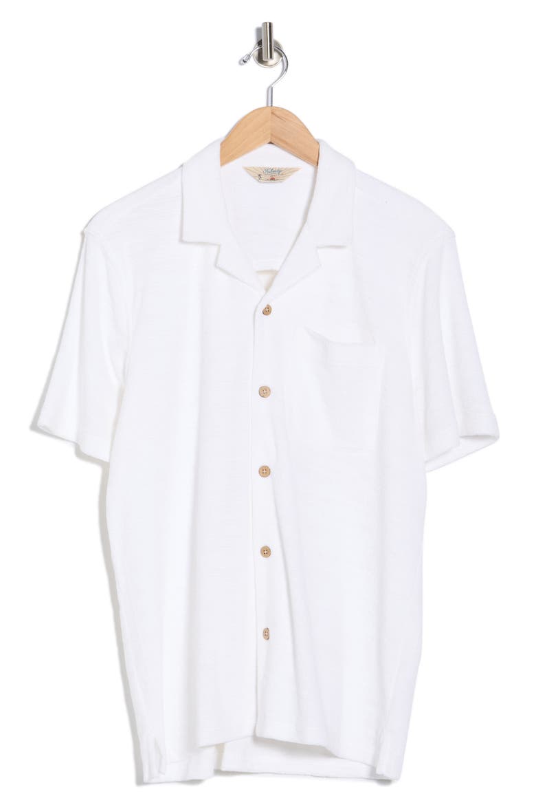 Cabana Terry Cloth Camp Shirt, Alternate, color, WHITE