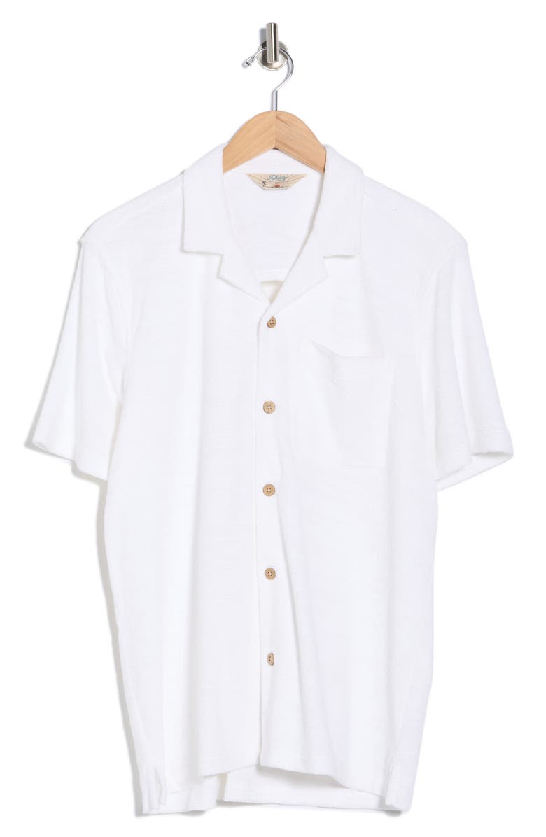 Faherty Cabana Terry Cloth Camp Shirt, Alternate, color, White