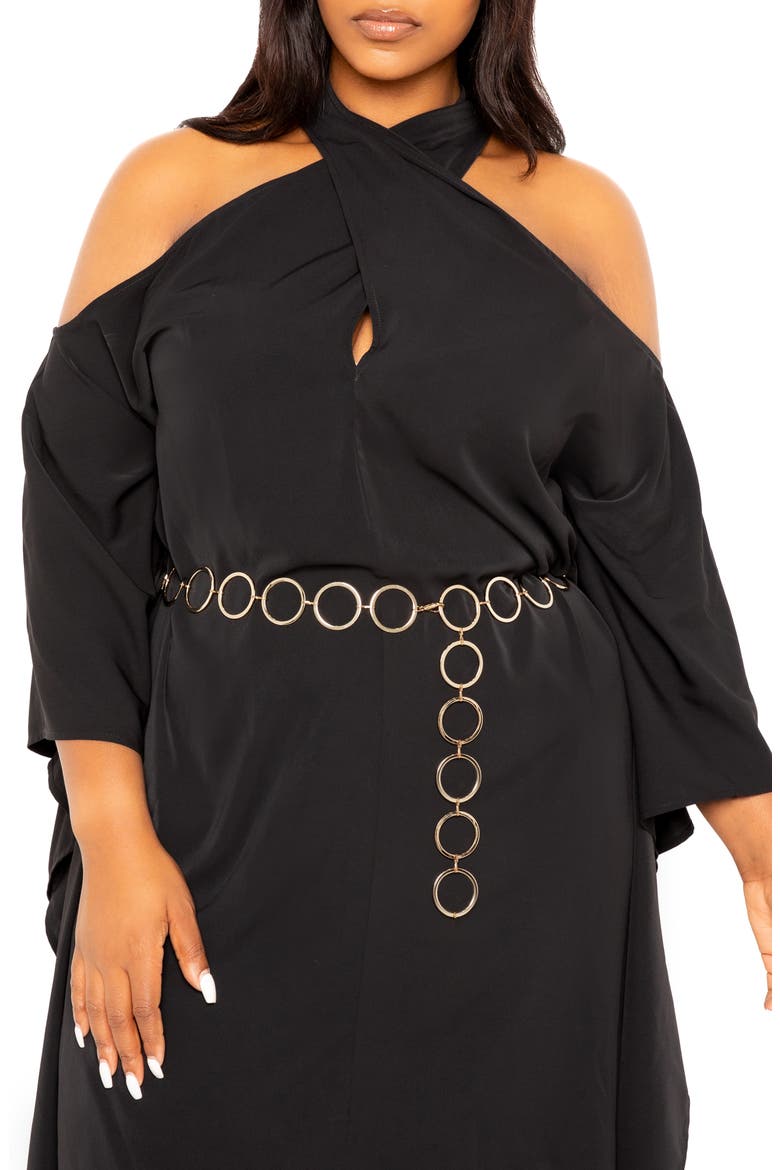 Cross Halter Belted Tunic Dress, Alternate, color, BLACK