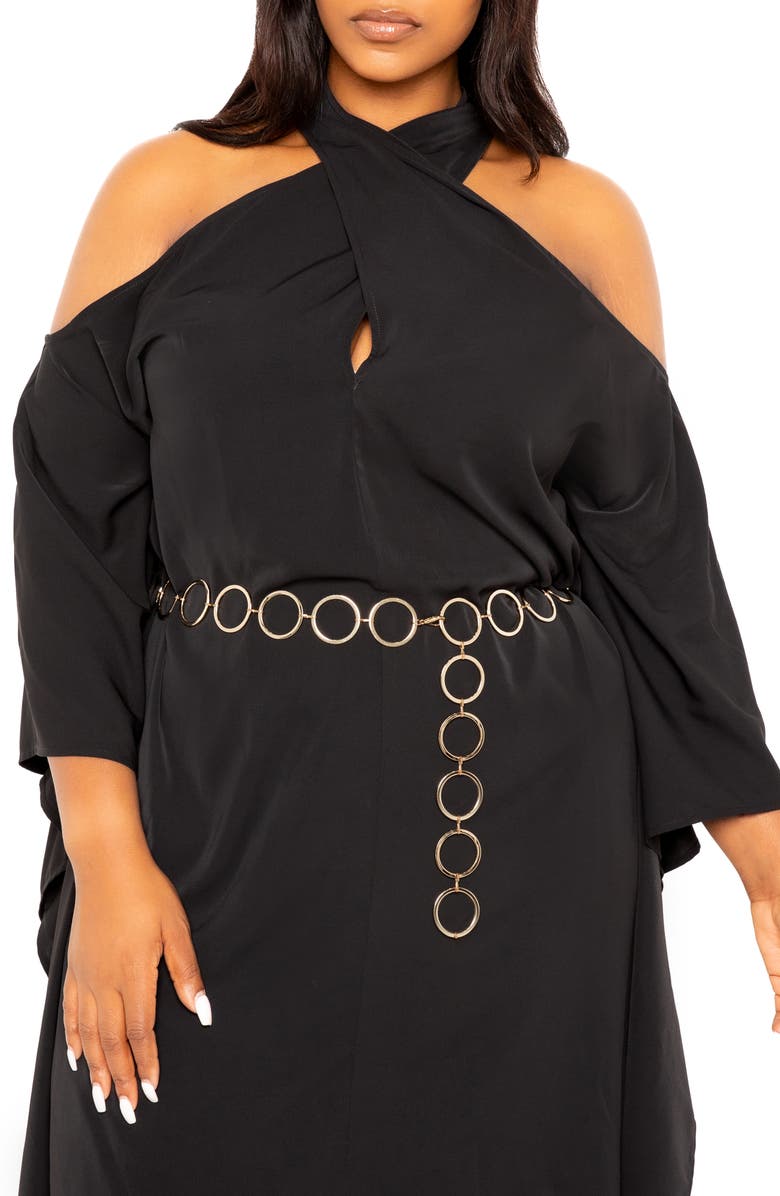 BUXOM COUTURE Cross Halter Belted Tunic Dress, Alternate, color, 