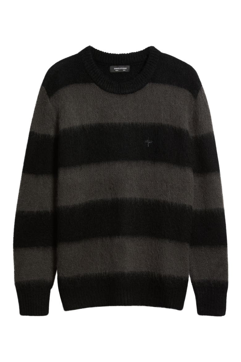 Stripe Cotton Sweater, Alternate, color, BLACK STRIPE