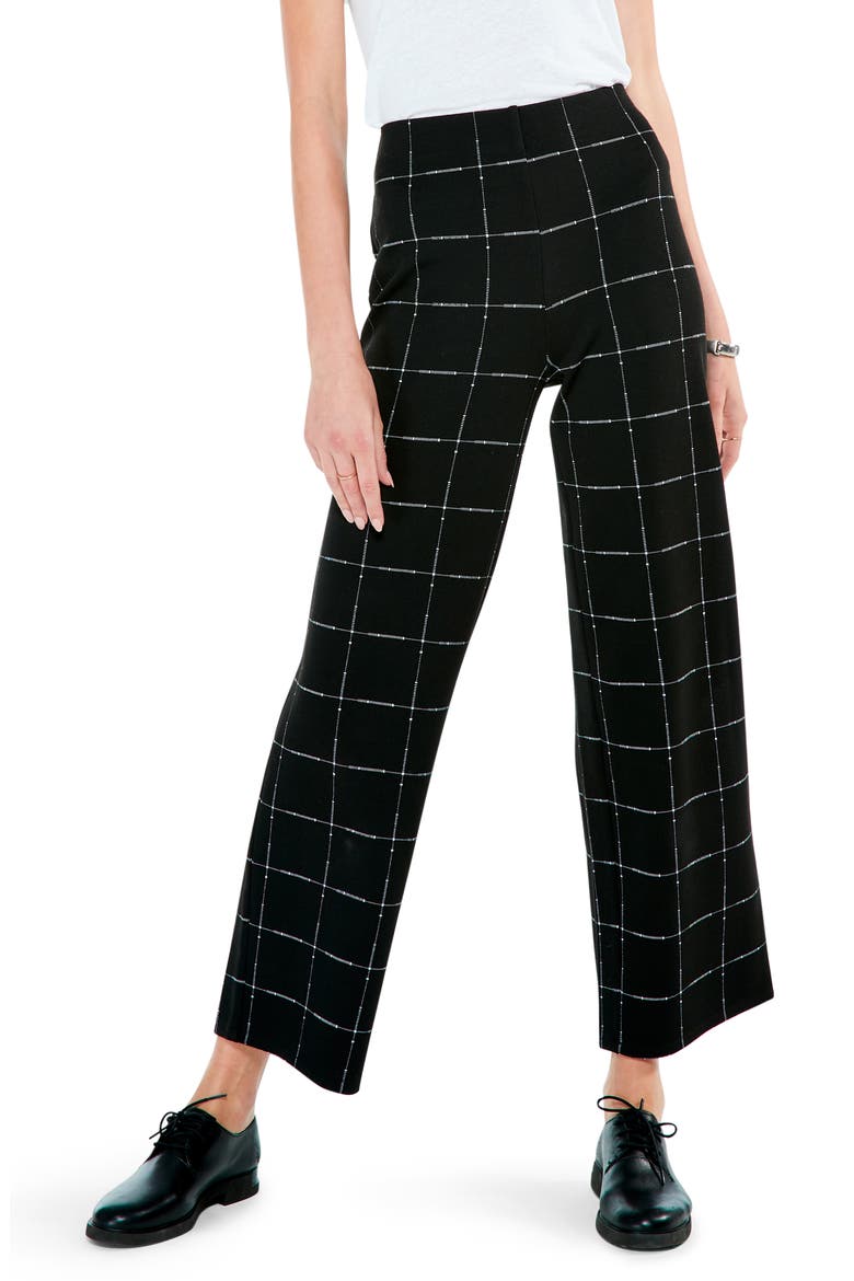 Etched Plaid Wide Leg Pants, Main, color, BLACK MULTI