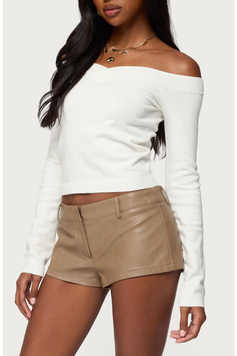 Leatrice Off the Shoulder Long Sleeve Knit Top, Alternate, color, WHITE