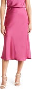 Renee C Solid Satin Midi Skirt