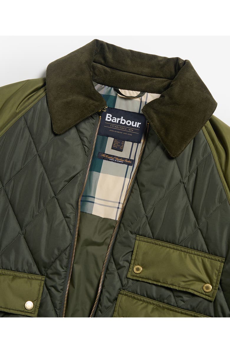 Barbour Milby Colorblock Quilted Jacket, Alternate, color, Olive/ Ancient