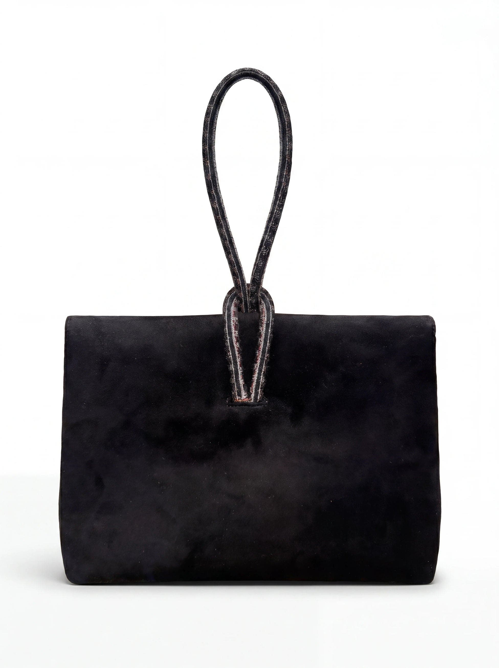 Marissa Suede Leather Top Handle Handbag with Suzani Knot Handle, Alternate, color, Black