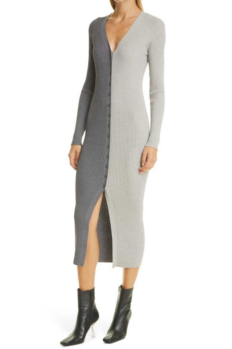 Shoko Colorblock Sweater Dress, Alternate, color, HEATHER GREY/ CHARCOAL