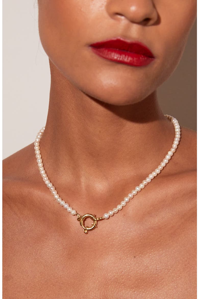 Pearl Aura Beaded Necklace, Alternate, color, Yellow Gold Vermeil