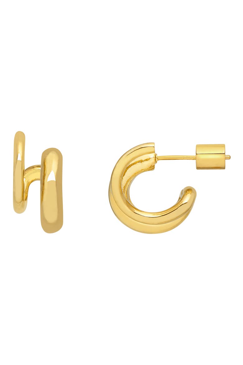 Minimalist Double Illusion Hoop Earrings, Main, color, GOLD