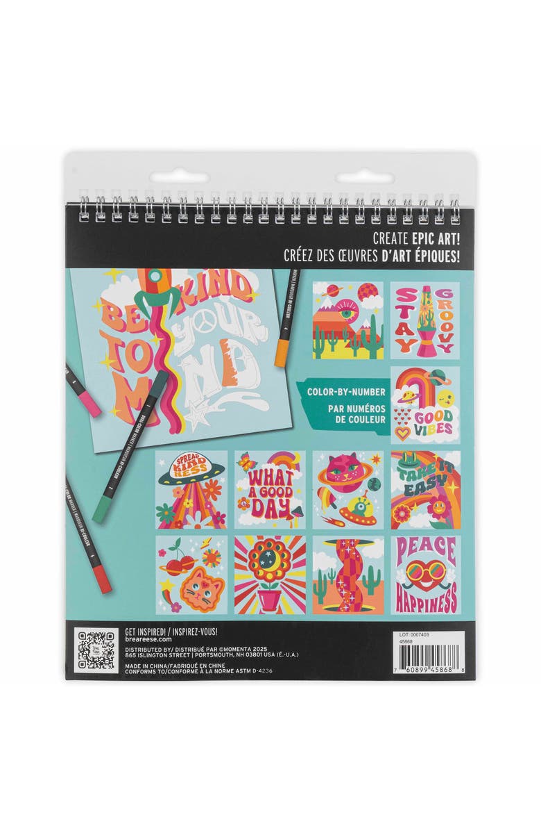 Brea Reese Vivid Marker Color By Number Kit, Good Vibes, 5 Markers, Alternate, color,