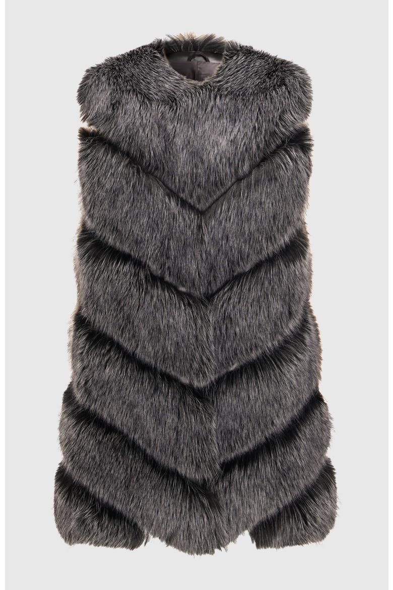Fur-Free Fox (Faux Fur) Vest, Alternate, color, BLACK SNOWTOP
