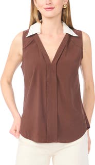 Parker Contrast Collar Sleeveless Top