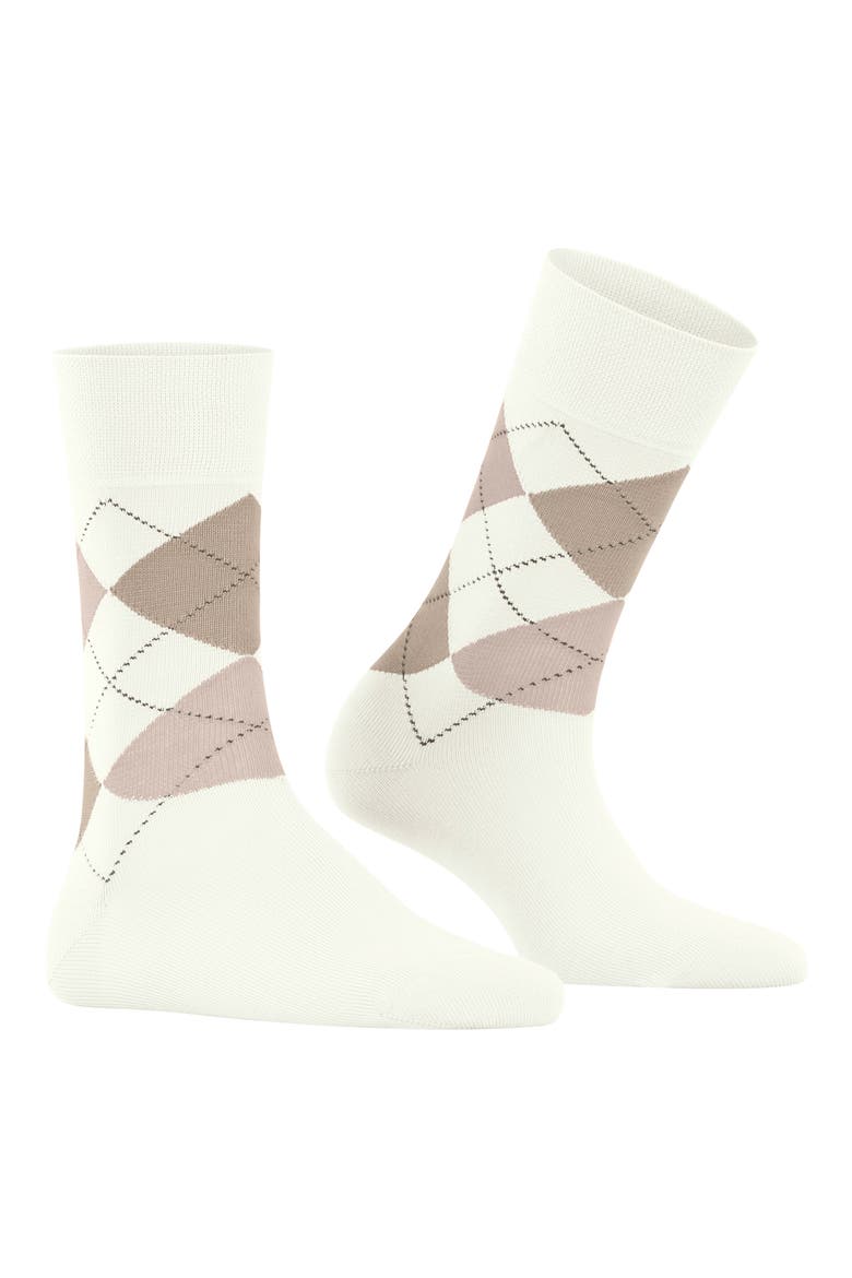 Argyle Organic Cotton Blend Crew Socks, Alternate, color, OFF-WHITE