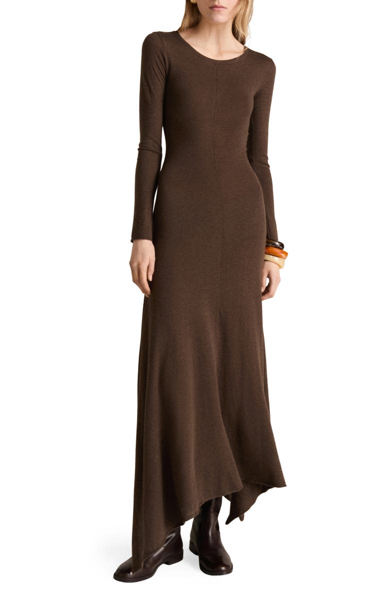 MANGO Asymmetric Long Sleeve Dress, Main, color, 