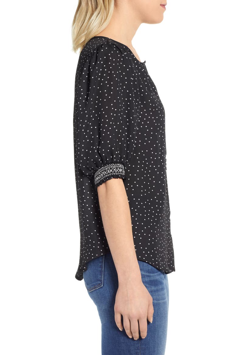 Valerie Dotted Puff Sleeve Blouse, Alternate, color, BLACK/ LILAC DOT