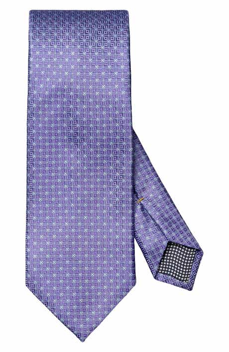 Eton Purple Geometric Pattern Silk Jacquard Tie
