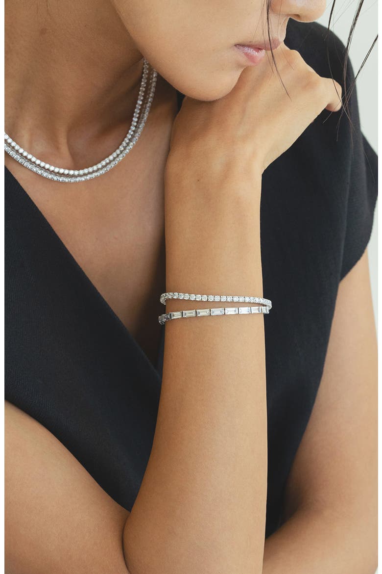 Sterling Silver 18k Gold Plated Beatrice Tennis Bracelet Delicate Sparkle, Alternate, color, Silver