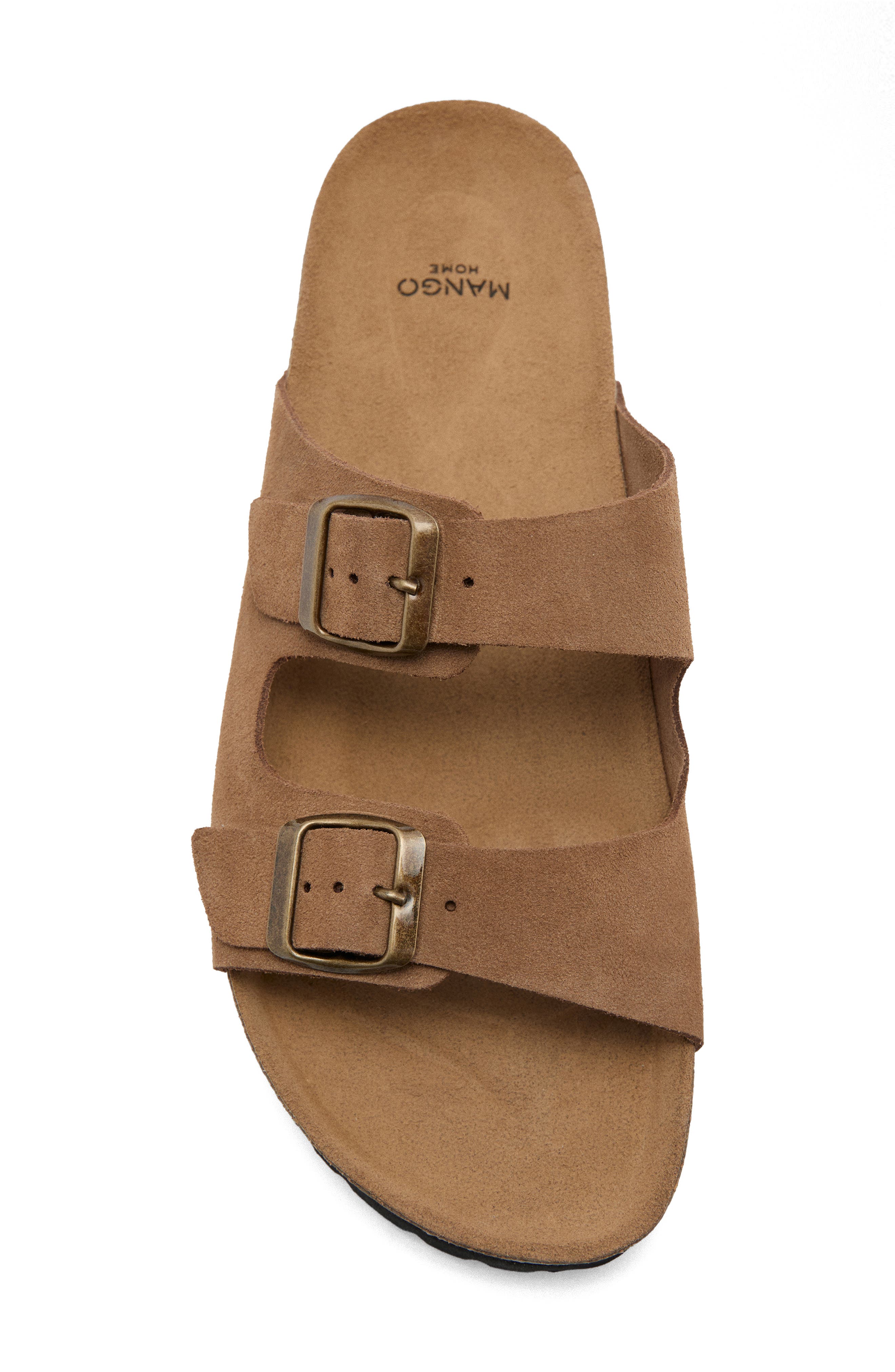 MANGO Double Buckle Slide Sandal, Alternate, color, Brown