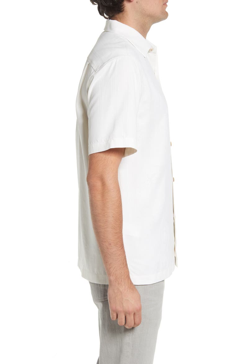 Bali Border Floral Jacquard Short Sleeve Silk Button-Up Shirt, Alternate, color, CONTINENTA