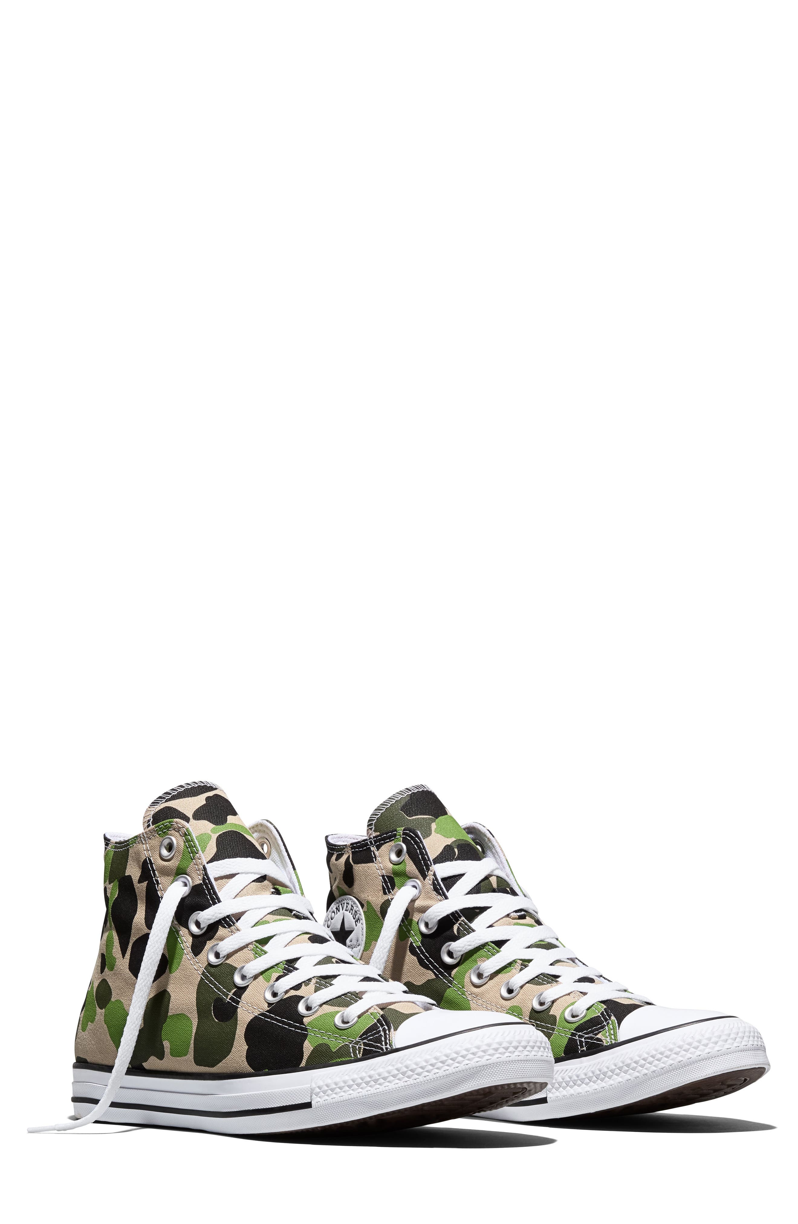 Chuck Taylor All Star Camo High Top Sneaker, Alternate, color, NUTTY GRANOLA/ AVOCADO GLASS