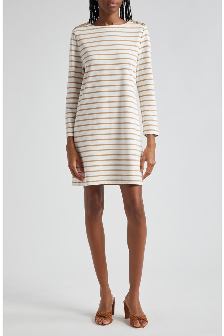 Ruta Stripe Minidress, Main, color, OFF WHITE/ KHAKI