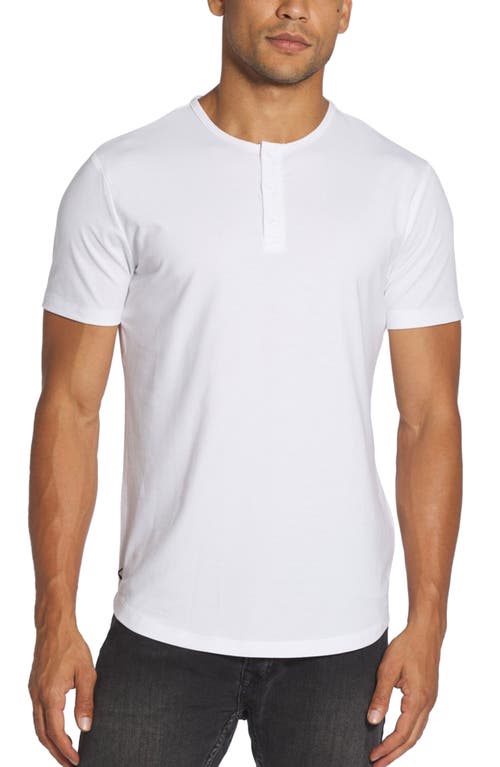 Cuts AO Curved Hem Short Sleeve Henley in White  product