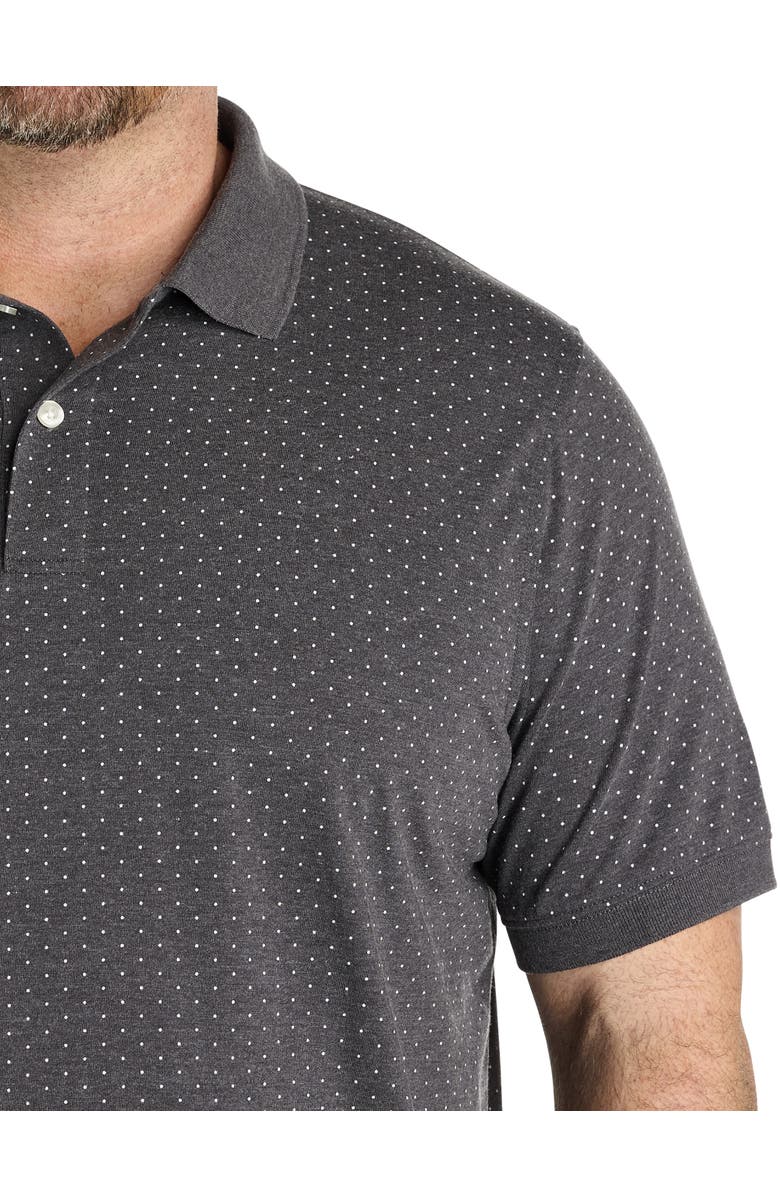Harbor Bay by DXL Big & Tall Pin Dot Printed Polo Shirt, Alternate, color, Grey Heather