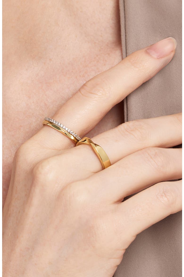 Esme 14k Gold Plate & Cubic Zirconia Band Ring, Alternate, color, GOLD