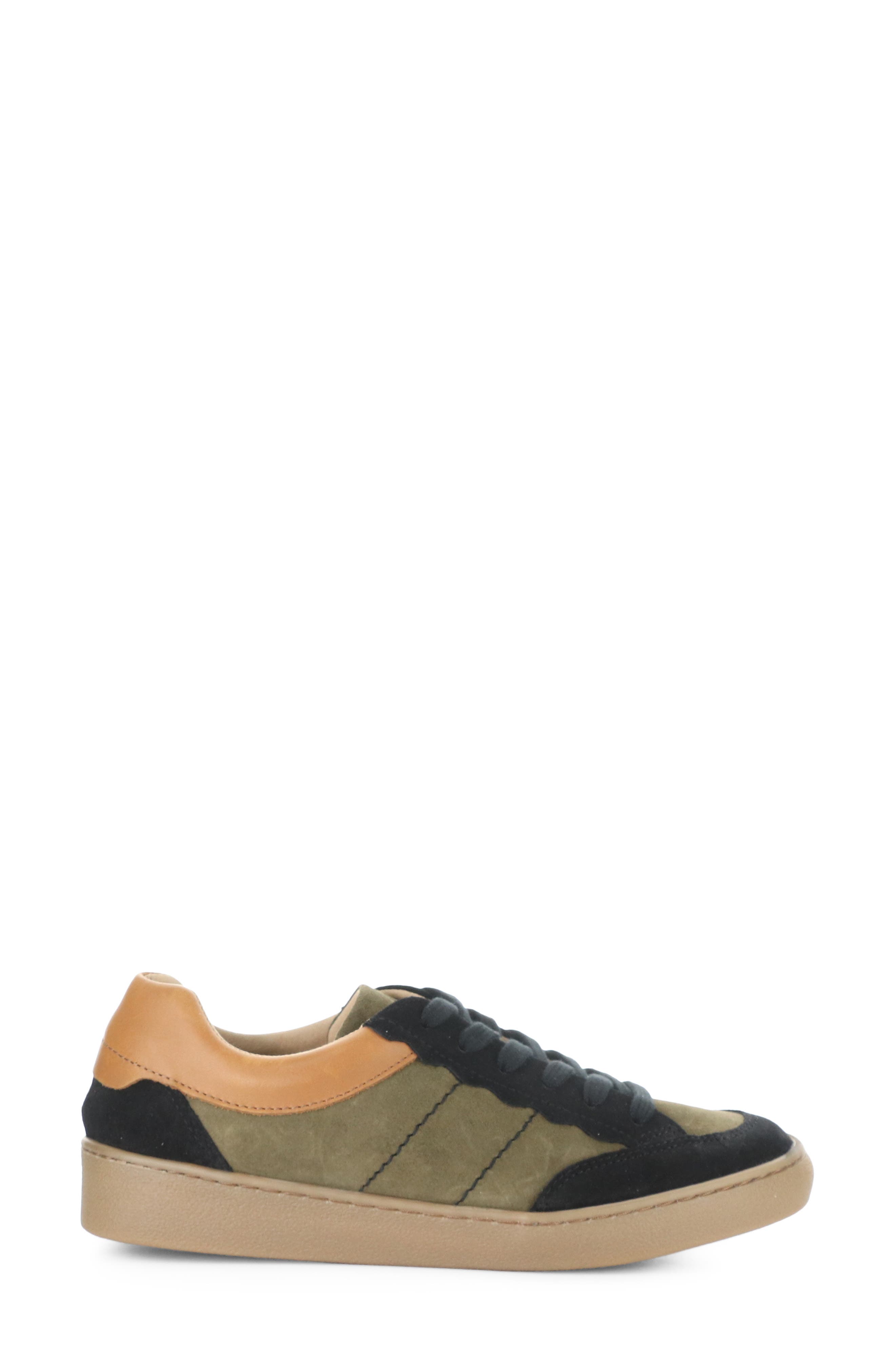 Bos. & Co. Missy Low Top Sneaker, Alternate, color, Black/ Olive Suede/ Patent