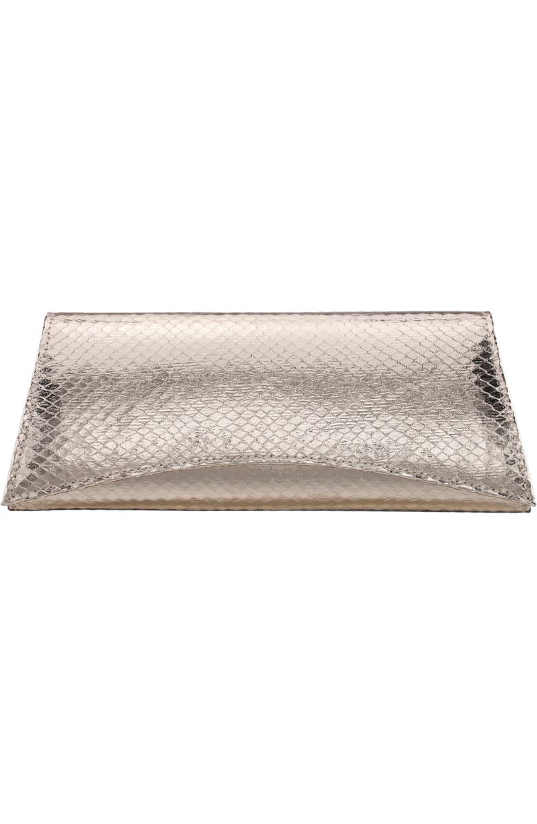 Nina Kallie Embossed Metallic Clutch, Main, color, Platino
